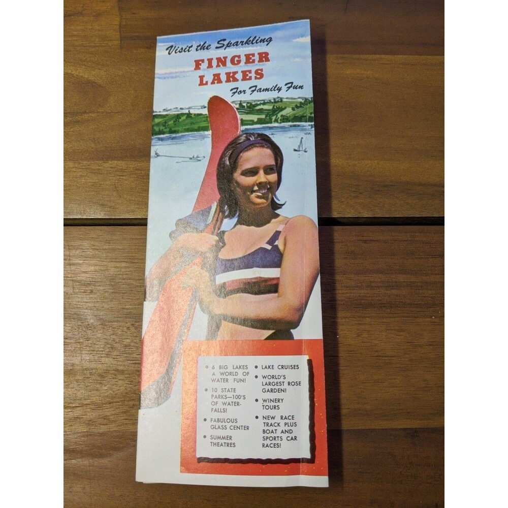 Vintage New York Visit The Sparkling Finger Lakes Map Brochure